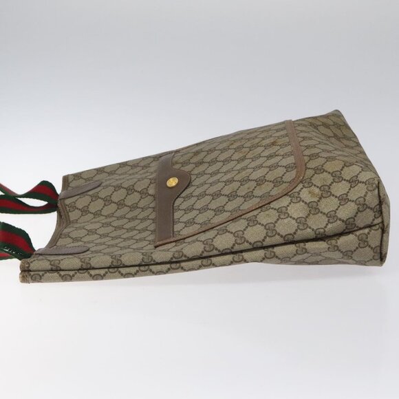 GUCCI GG Supreme Web Sherry Line Tote Bag PVC Beige Gold - Picture 4 of 16